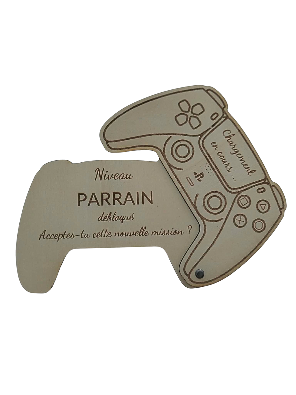 Manette de jeu gravée – Demande de parrain originale
