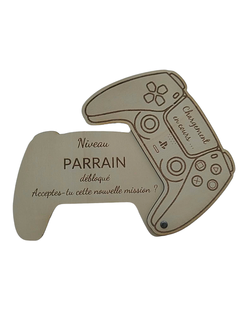 Manette de jeu gravée – Demande de parrain originale